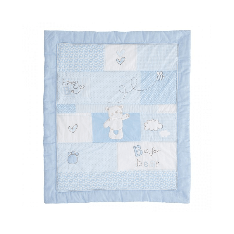 B Is For Bear Quilt & Bumper 2 PC Set White 