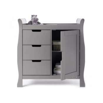 Obaby Stamford 3 Piece Room Set - Taupe Grey Changer Open