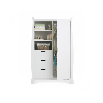 Obaby Stamford 3 Piece Room Set White Cot Bed Changer Wardrobe