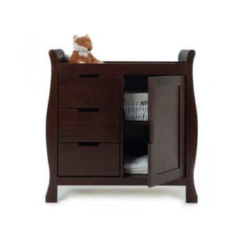 Obaby Stamford Cot Bed 2 Piece Room Set - Walnut Changing unit open