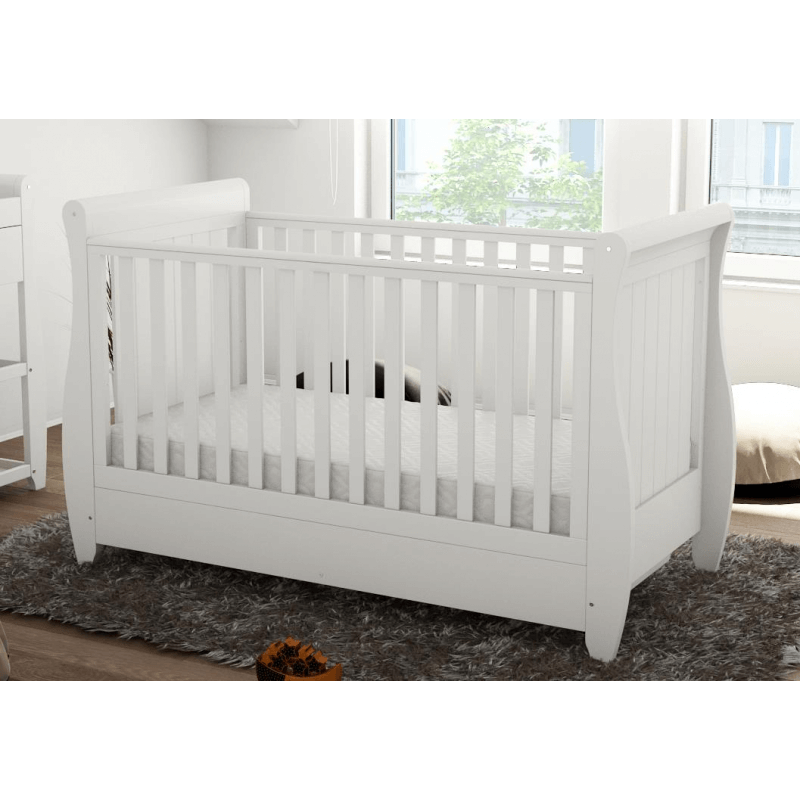 Babymore Stella Sleigh Cot Bed - White