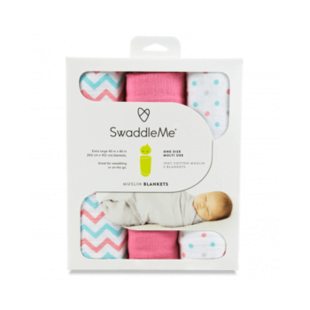 Summer Infant Muslin Blanket - Zigzag-Pink-Multi Dot 3 Pk PACK