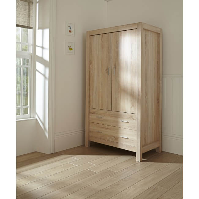 Tutti Bambini Milan Wardrobe Reclaimed Oak LED Lights Two Drawers