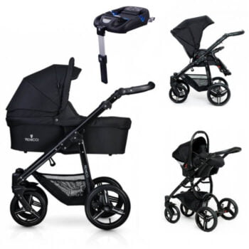 Venicci Soft 3-in-1 Travel System & Isofix Base - Black / Black