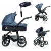 Venicci Soft 3-in-1 Travel System & Isofix Base - Denim Blue / Black