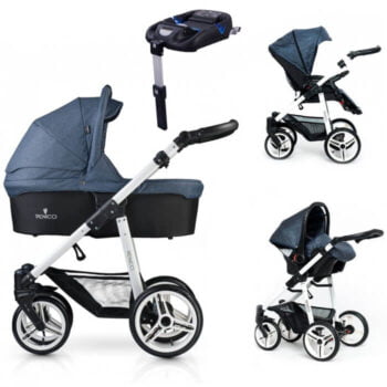 Venicci Soft 3-in-1 Travel System & Isofix Base - Denim Blue / White