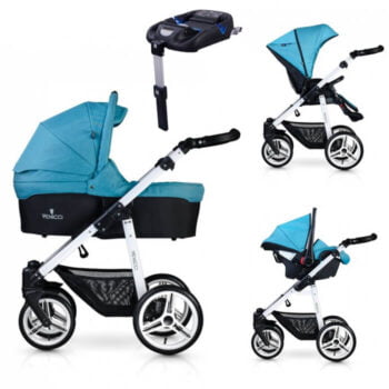 Venicci Soft 3-in-1 Travel System & Isofix Base - Denim Sky / White