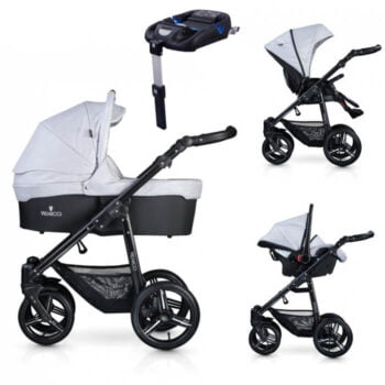 Venicci Soft 3-in-1 Travel System & Isofix Base - Light Grey / Black