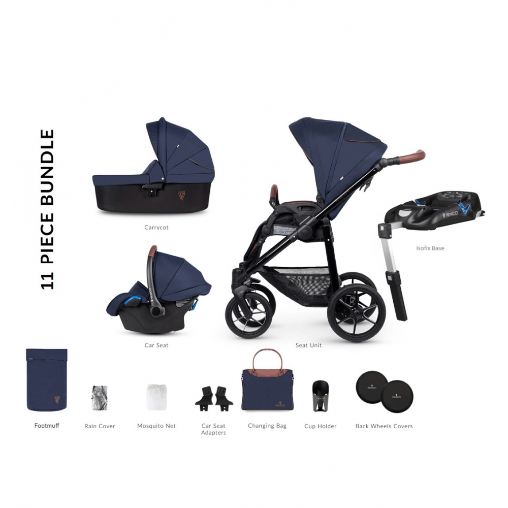 Venicci Gusto 2-in-1 Travel System (8 Piece Bundle) - Azzuro