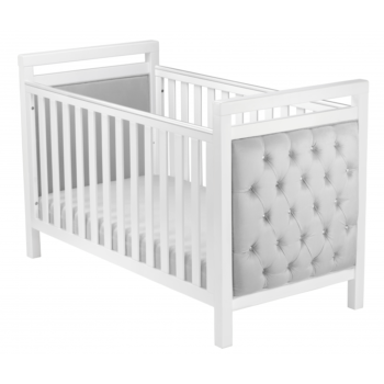 Babymore Velvet Deluxe Cot Bed - White with Grey Velvet