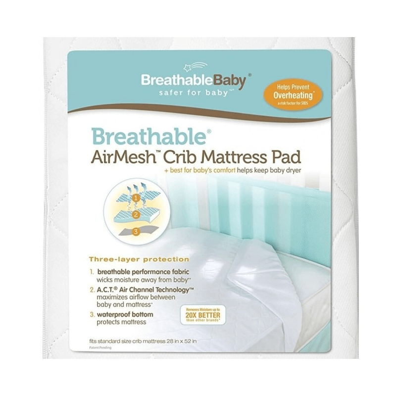 BreathableBaby Fitted 3-in-1 Mattress Pad - White