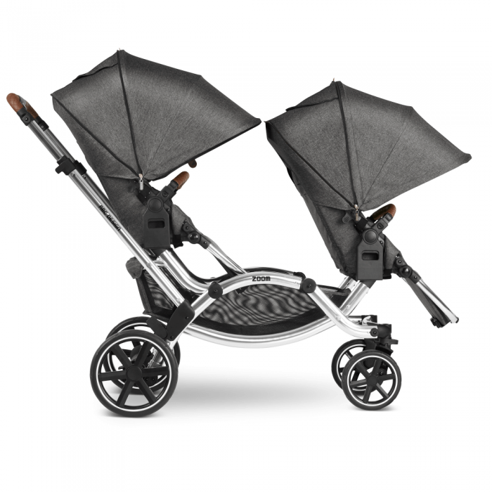 ABC Design Zoom Double Tandem Pushchair Side View 2 Seats Sunshade Down