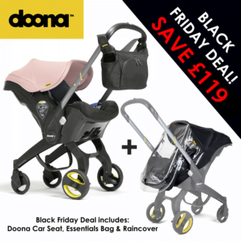 Doona Group 0+ Car Seat Stroller + FREE Raincover & Changing Bag – Blush Pink