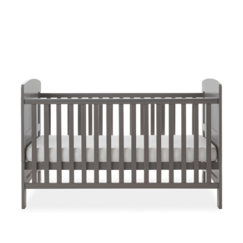 Grace Cot Bed- Taupe Grey- Side Image Lowest Setting