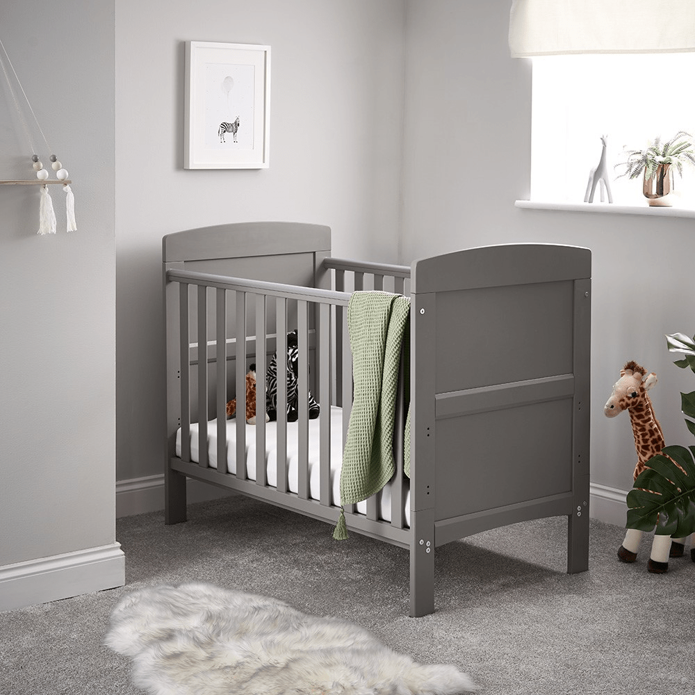 Obaby Grace Mini Cot Bed, Taupe Grey, Nursery Furniture