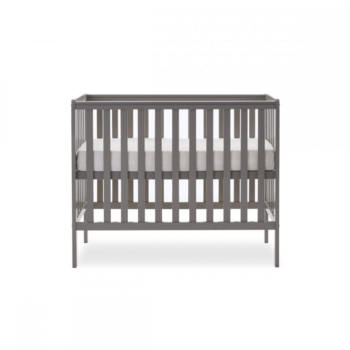 Obaby Bantam Space Saver Cot- Taupe Grey- Side View Height Adjusted