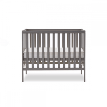 Obaby Bantam Space Saver Cot- Taupe Grey- Side View Height Adjusted to mid level