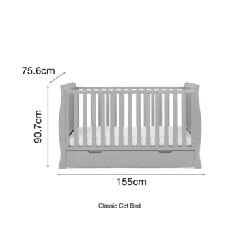 Stamford Classic Cot Bed- Warm Grey- Dimensions