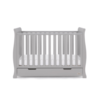 Stamford Mini Sleigh Cot Bed- Warm Grey- Cot Lowest Setting