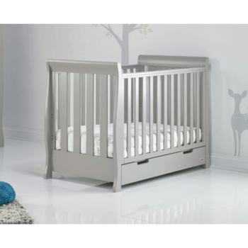 Stamford Mini Sleigh Cot Bed- Warm Grey- Lifestyle Image