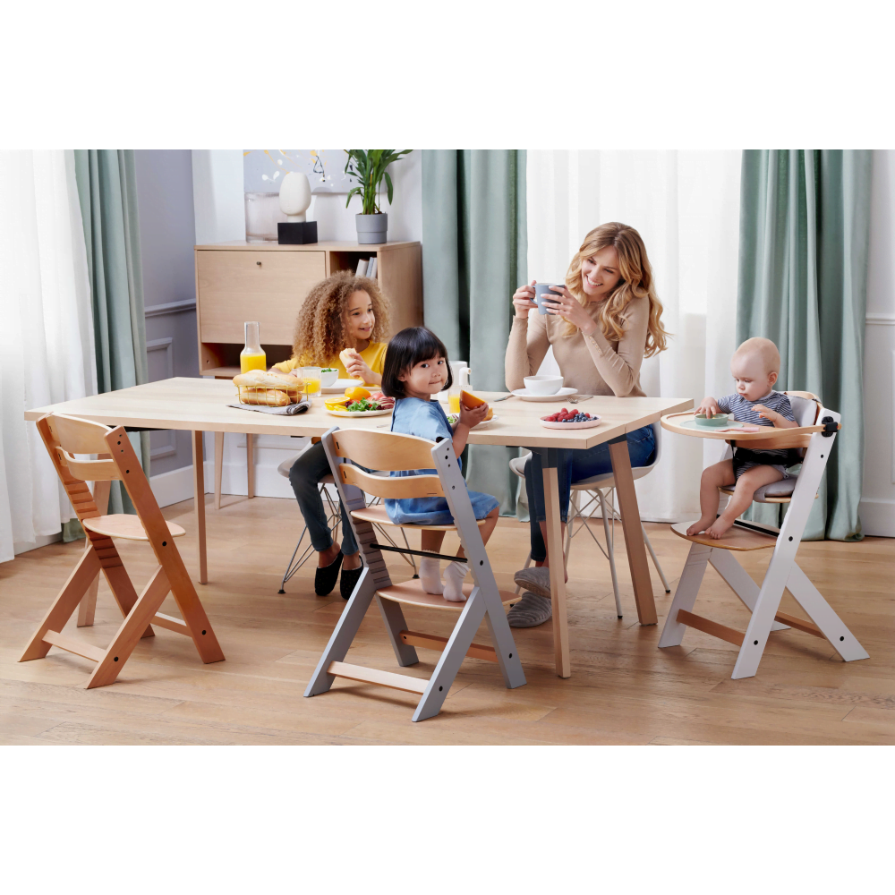 Kinderkraft Enock Wooden Highchair - Wood/White