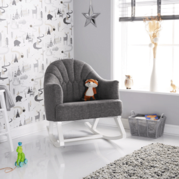 Obaby Round Back Rocking Chair - White with Grey Cushion