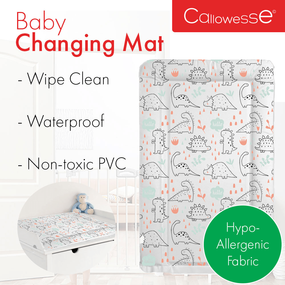 Callowesse Changing Mat Deluxe Waterproof with Raised Edges - Hello Dino