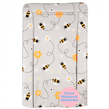 Callowesse Changing Mat Deluxe Waterproof with Raised Edges - Grey Bee
