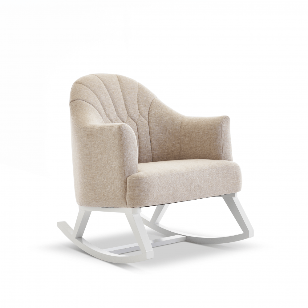 Obaby Round Back Rocking Chair - White with Oatmeal Cushions