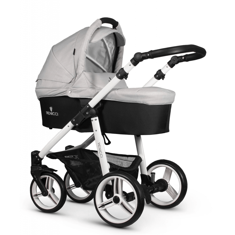 Venicci Soft 3 in 1 Travel System (9 Piece Bundle) - Light Grey / White