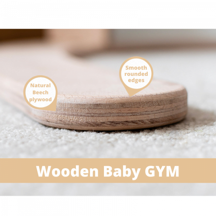 Callowesse Dinky Wooden Baby Gym – Newborn Play Gym with Moon & Star Soft Toys