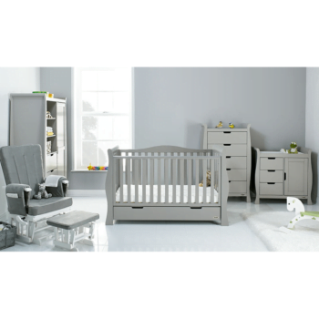 Obaby Stamford Luxe Sleigh 5 Piece Room Set – Warm Grey