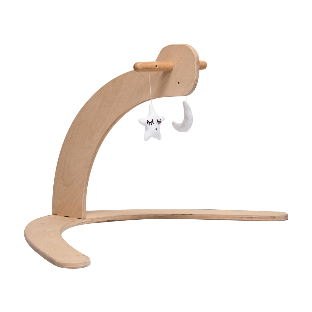 Image of Callowesse Dinky Wooden Baby Gym Newborn Play Gym with Moon & Star Soft Toys