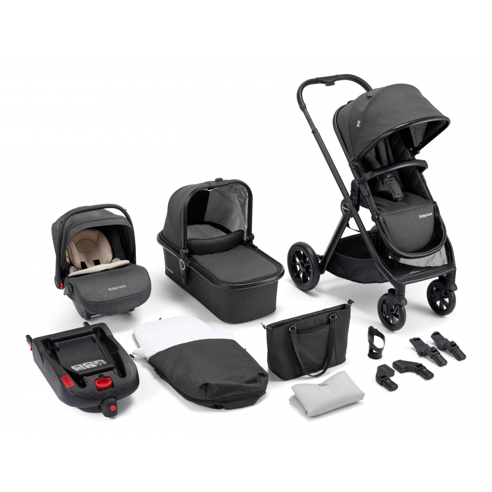 Photos - Pushchair Babymore MeMore Travel System 13 Piece - Black Espresso DSR13274B 