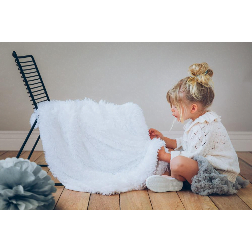 Bizzi Growin Koochicoo Baby Shawl - Ice White