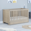 Babymore Luno Cot Bed With Drawer - Oak