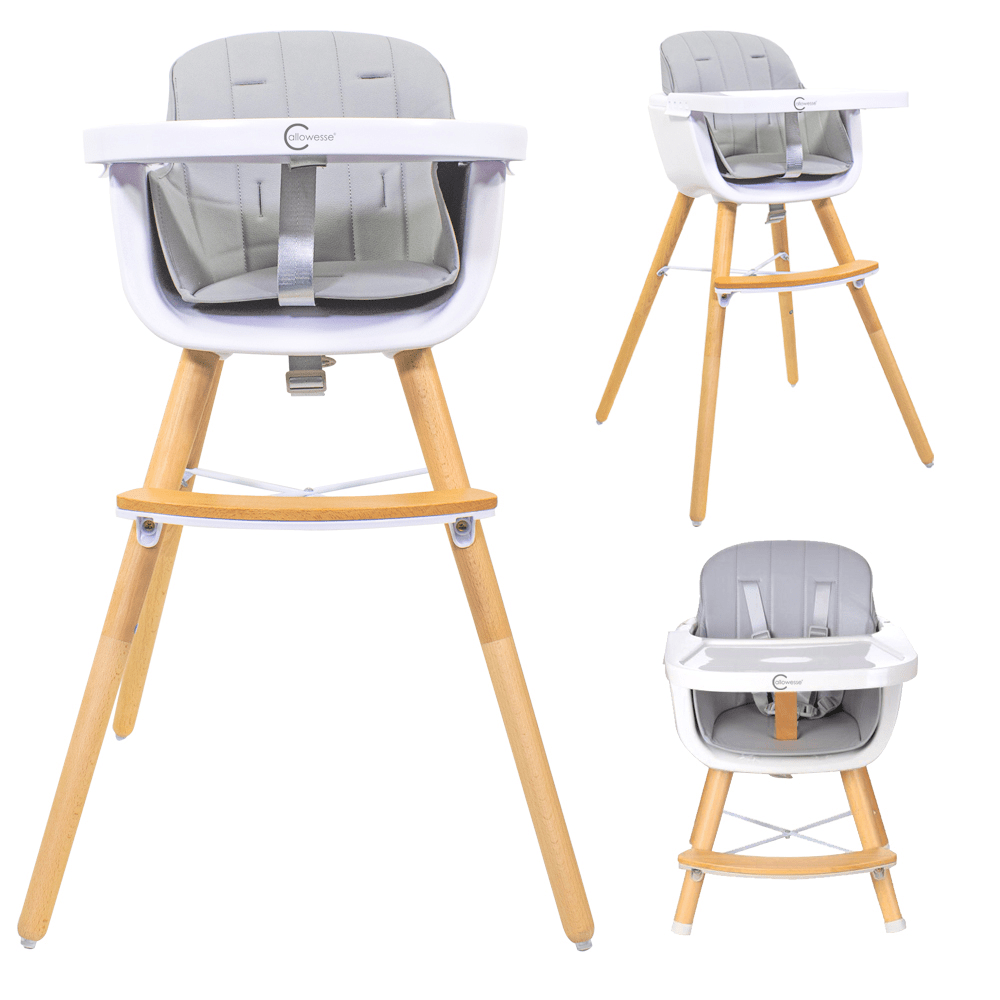 Photos - Highchair Callowesse Callowesse Elata 3-in-1 Wooden  - Grey bsr12485gry