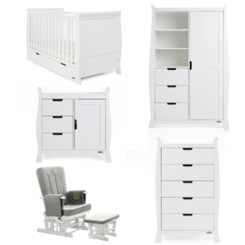 Obaby Stamford Classic Sleigh 5 Piece Room Set – White