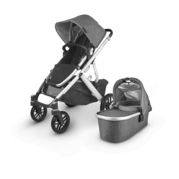 UppaBaby Vista V2 Jordan Pushchair - Black - Grey Melange / Black Leather