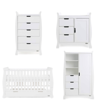 Obaby Stamford Classic Sleigh 4 Piece Room Set – White