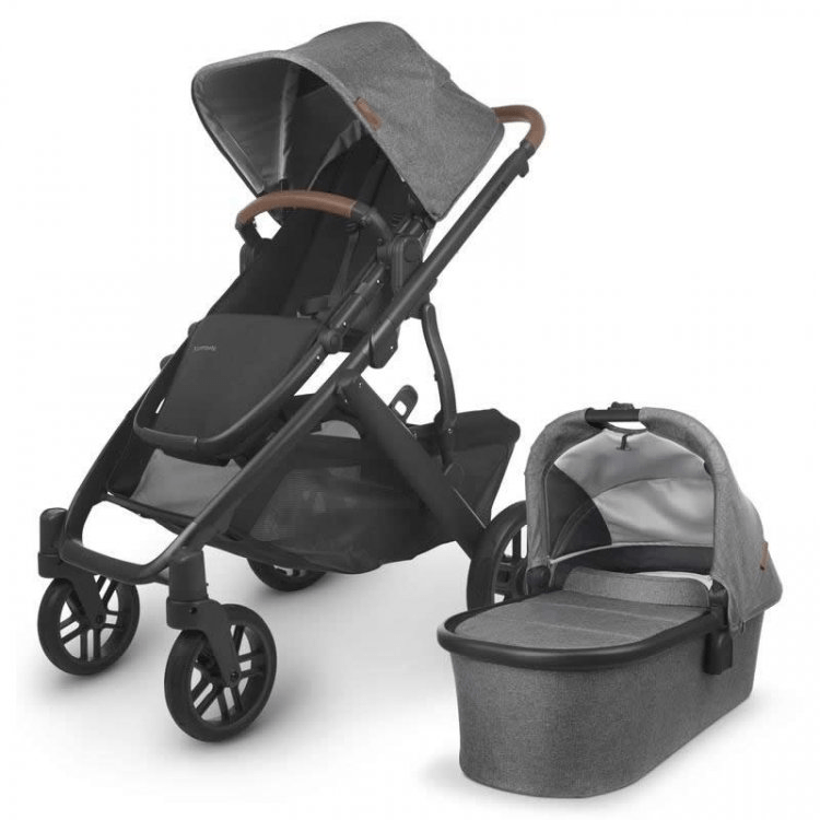 Photos - Pushchair UPPAbaby Vista V2 Greyson  - Charcoal Melange/Saddle Lea 