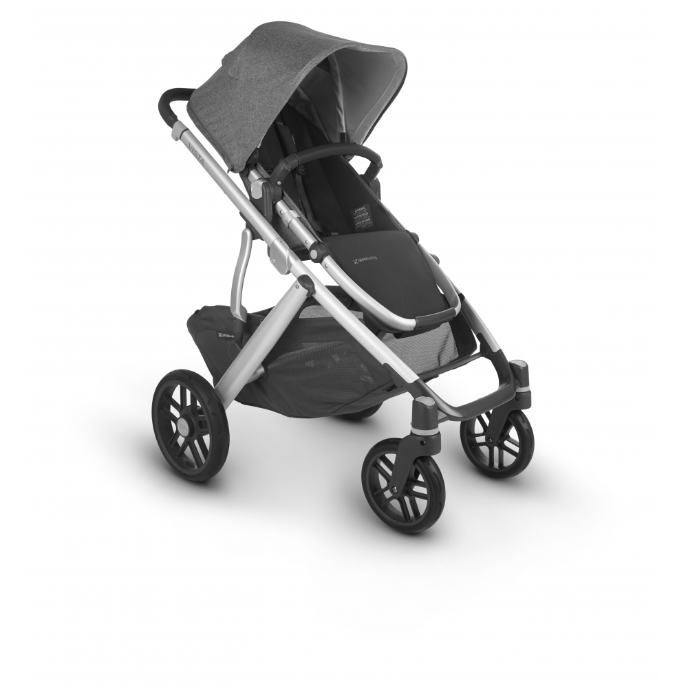 UppaBaby Vista V2 Jordan Pushchair - Black - Grey Melange / Black Leather