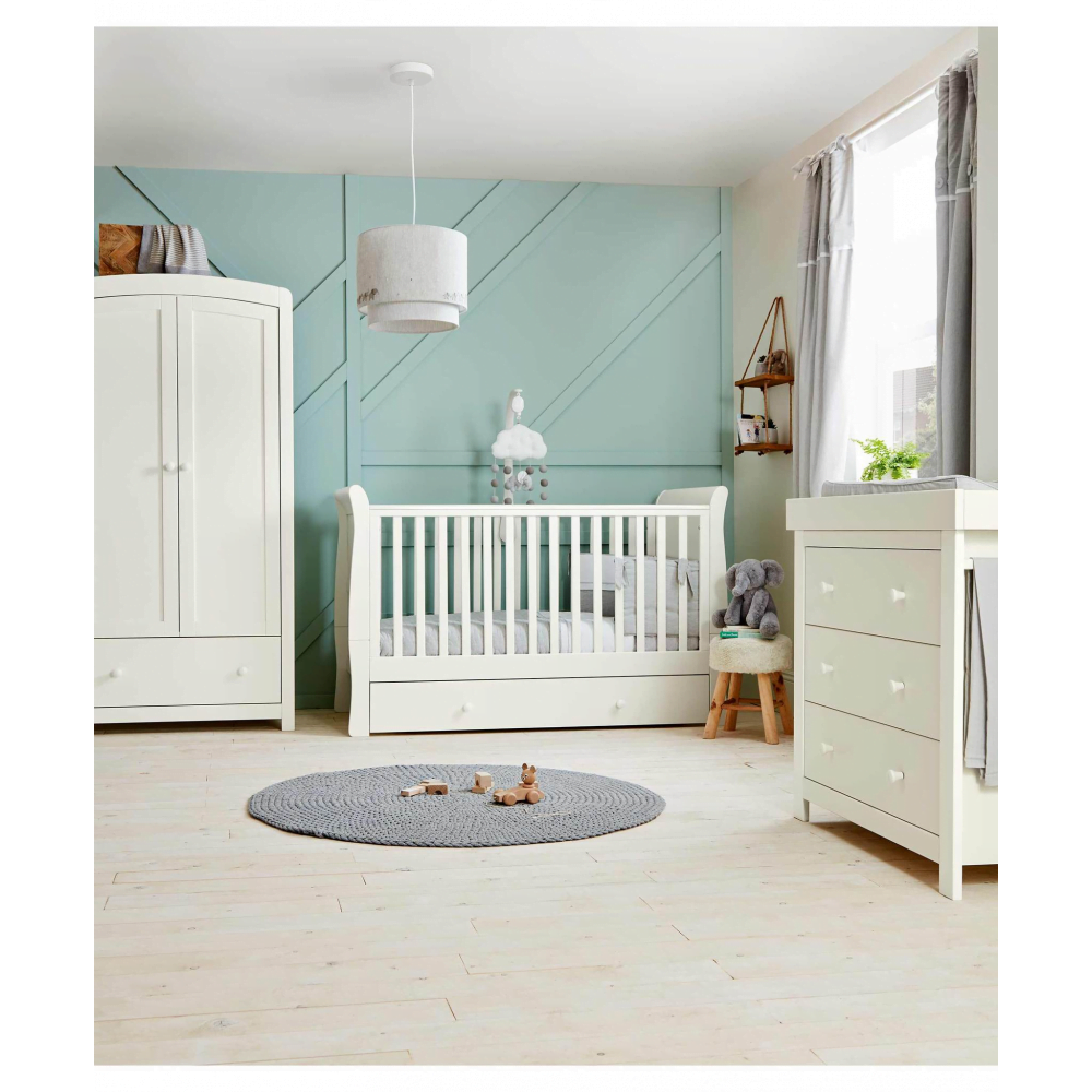 Mamas and Papas Mia Cot Bed, Dresser and Wardrobe - White from Baby Monitors Direct