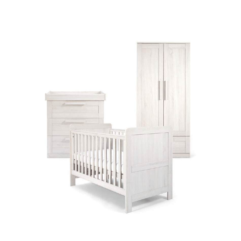 Photos - Kids Furniture Mamas & Papas Atlas Cot bed, Dresser & Wardrobe- Nimbus Whit 