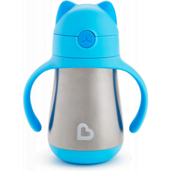 Munchkin Cool Cat Stainless Steel Straw Cup - Blue