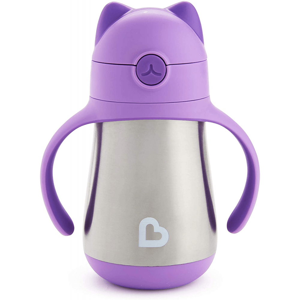 Munchkin Cool Cat Stainless Steel Straw Cup - Purple
