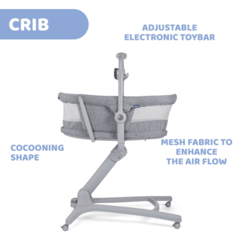 Chicco 4 in 1 Baby Hug Air Crib Seat Titanium Bedside Crib 4 in 1