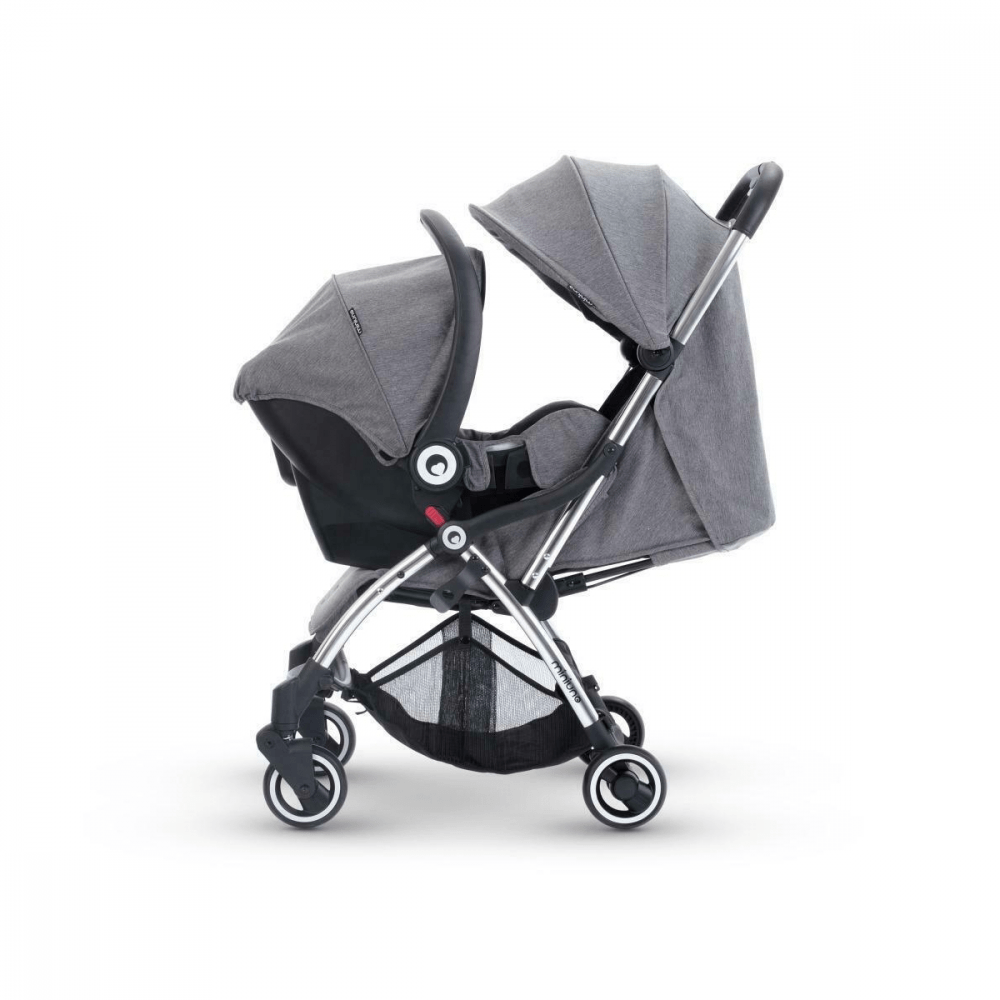 MiniUno TouchFold Travel System - Grey Herringbone