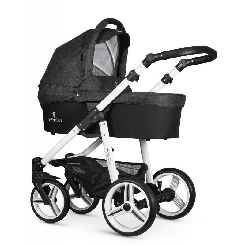 Venicci Soft 2 in 1 Travel System (7 Piece Bundle) - Denim Black / White