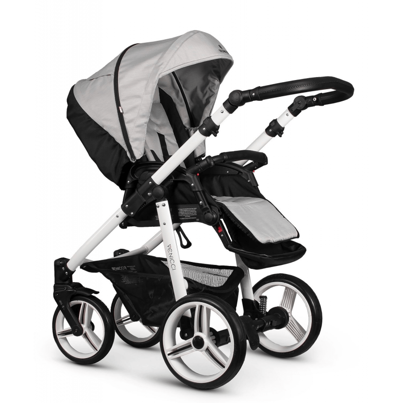 Venicci Soft 2 in 1 Travel System (7 Piece Bundle) - Light Grey / White